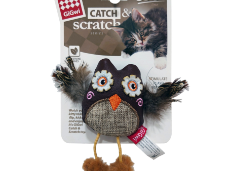 GiGwi Owl Catch & Scratch Eco Line with Silvervine Leaves and Leatherette for Cats Hot on Sale