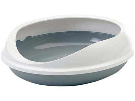 Savic Figaro Oval Litter Tray with Rim for Cats (Cold Grey) For Cheap