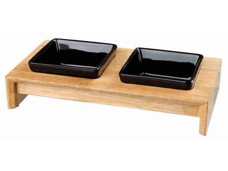 Trixie Ceramic Feeding Bowl with Wooden Stand for Dogs and Cats (Set of 2) Online