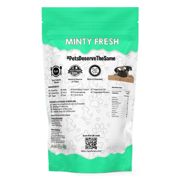 Goofy Tails Minty Fresh Milk & Mint Biscuit Treats for Dogs & Puppies Online now