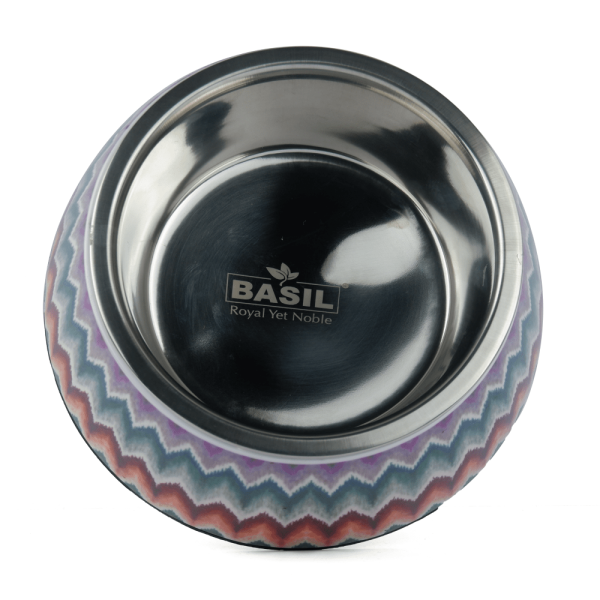 Basil Multizig Print Melamine Bowl for Dogs and Cats For Sale