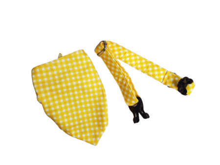 Pet Feast Checkered Collar And Bandana Sets for Dogs (Yellow) Online Hot Sale