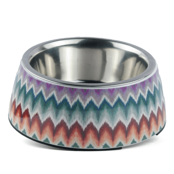 Basil Multizig Print Melamine Bowl for Dogs and Cats For Sale