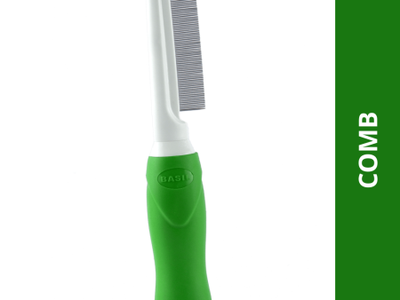 Basil One Sided Flea Comb (Green) For Cheap