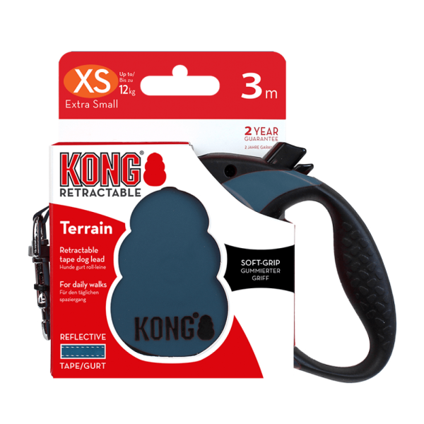 Kong Terrain Retractable Leash for Dogs and Cats (Blue) Online now