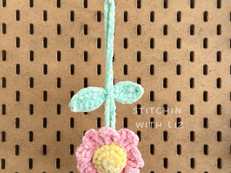 Fluffy Pink Flower Rearview Mirror Car Charm Online