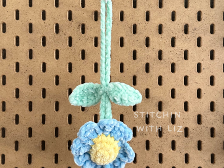 Fluffy Blue Flower Rearview Mirror Car Charm For Discount