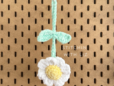 Fluffy White Flower Rearview Mirror Car Charm Supply