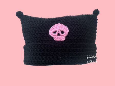 Black Cat Beanie with Skull Cheap