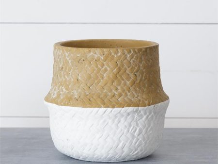 Audrey Basketweave Cement Planter Online now