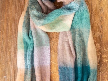 Cozy colorful scarf blue   sage For Discount