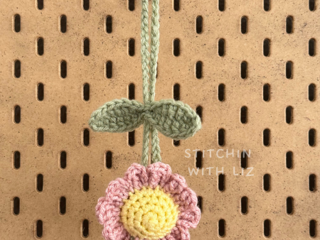 Dusty Pink Flower Rearview Mirror Car Charm For Sale