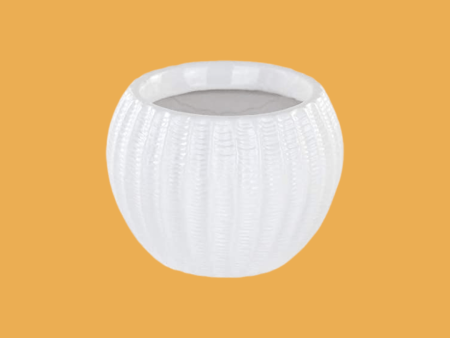 Napco 2.5 Inch White Ribbed Ball Planter Supply