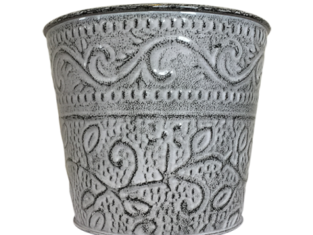 Decorative Pot - Tin (Antique White) For Discount