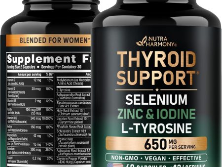 Thyroid Support with Selenium, Zinc & Iodine, L-Tyrosine, Magnesium, Adaptogen Herbs Supply