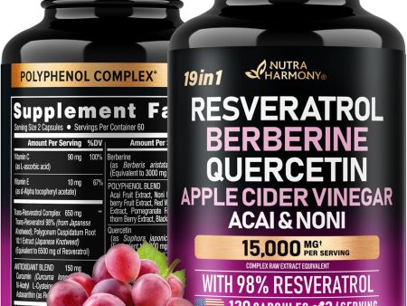 Resveratrol | Berberine | Quercetin | Apple Cider Vinegar - 19-in-1 Polyphenol Complex on Sale