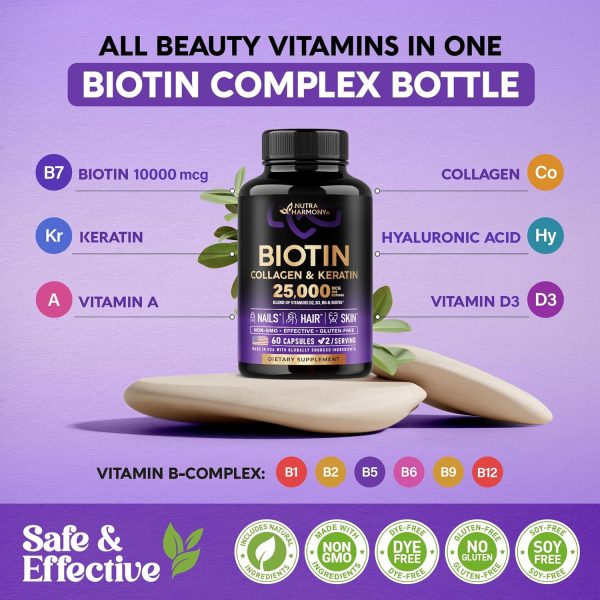 Biotin Vitamins with Collagen & Keratin Supply